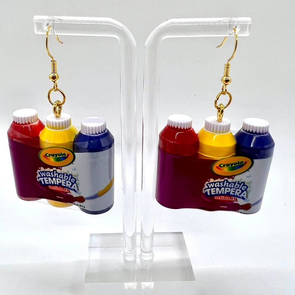 Teacher Earrings - Crayola Earrings - Artist Paint Earrings - Mini Brands Toy
